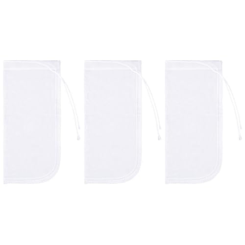 3 Pack 180 μm Filter Bag, Aquarium Media Bag with Drawstring Reusable Extra Fine Mesh Bags Nylon Aquarium Net Media Bags for Activated Carbon Resins(7.8x3.6in)
