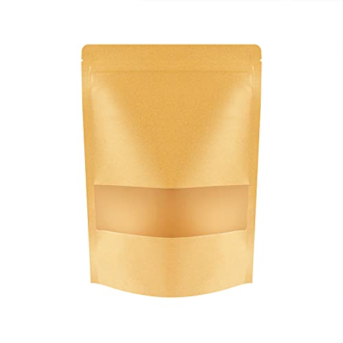 100 Pcs Kraft Stand Up Pouches 3.5 x 5.5 Inch Resealable Zip Lock Food Storage Bags with Matte Window for Packaging - color: 3.5x5.5 Inches