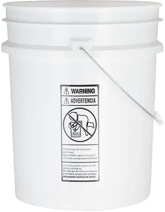House Naturals Food Grade 5 Gallon Made in USA Plastic Bucket with Air Tight Screw on Lid (White Buckets with White Lids) - color: White Buckets With White Lids