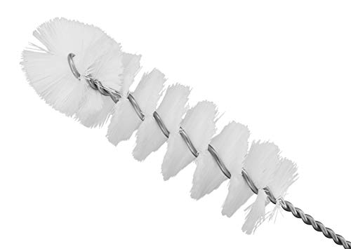 EISCO Nylon Cleaning Brush with Fan-Shaped End, 8.75" - Twisted Stainless Steel Wire Handle - Ideal for 1" - 1.2" Diameter Tubes, Bottles, Flasks, Cylinders, Jars, Vases, Cups