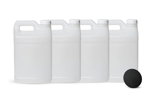 FastRack 2.5 Gallon Water Jug (Pack of 4) w/ 1 Black Rubber Cap Gripper | Reusable Plastic Jug with lid for Liquids | Heavy-Duty Water Container for Storage, Camping | BPA-Free Gallon Jugs with Lids - size: 4 Pack