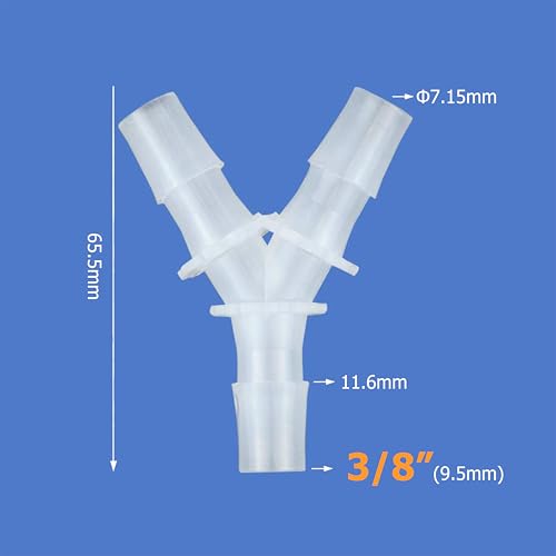 Quickun 3/8" Hose Barb Fitting Equal Barbed Y Shaped 3 Way Plastic Joint Splicer Mender Adapter Union for Air Line Tubing Pipe (Pack of 4) - size: 3/8 Inch