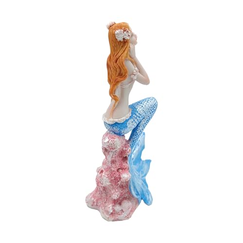 Blue Mermaid Figurine, Mermaid Statue for Fish Tank Decor, Perona Figure, Resin Princess Figurines for Aquarium Landscape & Mermaid Room Decor - color: Blue