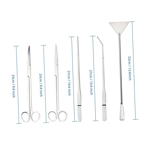 Levemolo Stainless Steel Aquascaping Tool for Aquatic Plants Kit Straight Curved Tweezers Scissors and Spatula for Aquarium Plant Care and Maintenance