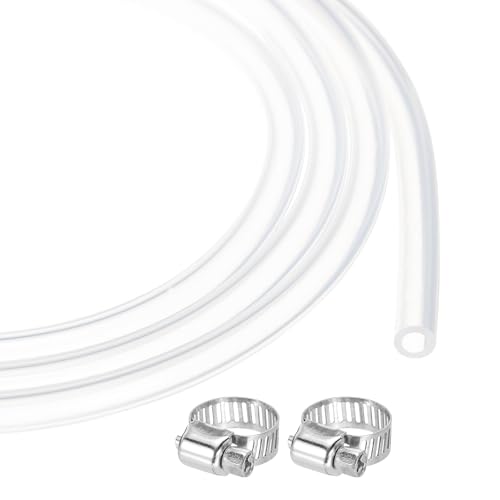 MECCANIXITY 10ft Clear Silicone Rubber Tubing 1/8" ID 5/16" OD Plastic Tube Flexible Air Hose for Brewing, Wine Making, Pump Siphon, 3mm x 8mm, with 2pcs Clamps - color: Clear, size: 1/8" x 5/16"