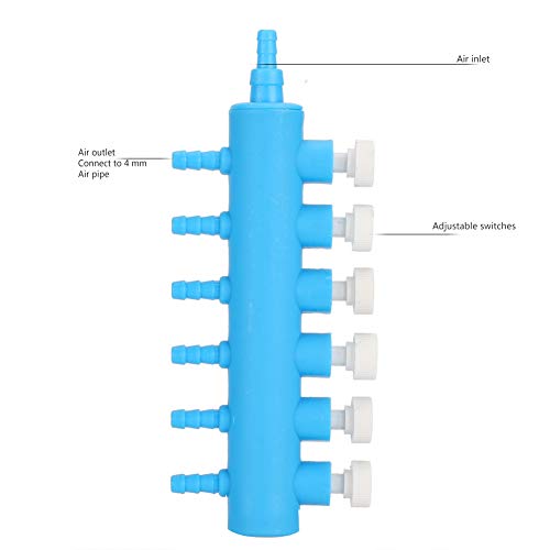 Aquarium Air Distributor, 2pcs Aquarium Air Control Lever Valve Distributor Splitter Airline Tube Connector Air Pump Accessories for Fish - color: 6 Way