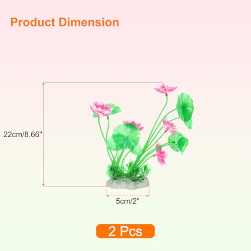 uxcell Aquarium Artificial Plants, 2 Pcs Fish Tank Plants Decorations Accessories Aquatic Ornaments Decor Water Grass, Pink-Green (Lotus Flower) - color: Pink-green