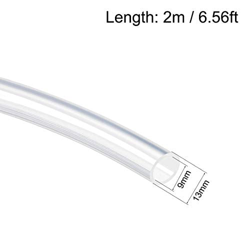 uxcell Silicone Tubing 3/8"(9mm) ID X 1/2"(13mm) OD 6.6ft(2m) Silicone Rubber Tube Air Hose Pipe for Pump Transfer Clear - size: 9mm x 13mm