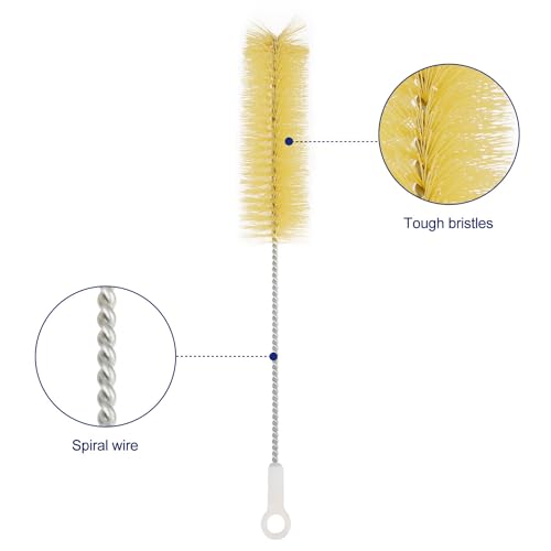 Labasics Test Tube Brushes, 10 Pack Bristle Test Tube Bottle Wash Cleaning Brushes with Radial Tufted End Suitable for Laboratory Use, Size L - size: Large