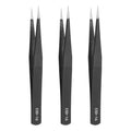 HARFINGTON 3pcs 4.92" Long ESD-16 Anti-static Straight Pointed Tip Tweezers Stainless Steel Round Edge Non-magnetic Precision Tweezers for Various Electronics Precise Repair - size: 4.92"（ESD-16)