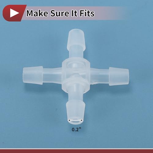 Plastic Hose Barb Fitting 5/32" OD Barb Cross 4 Way Pipe Connector Clear 10 Pcs - size: 5/32"OD