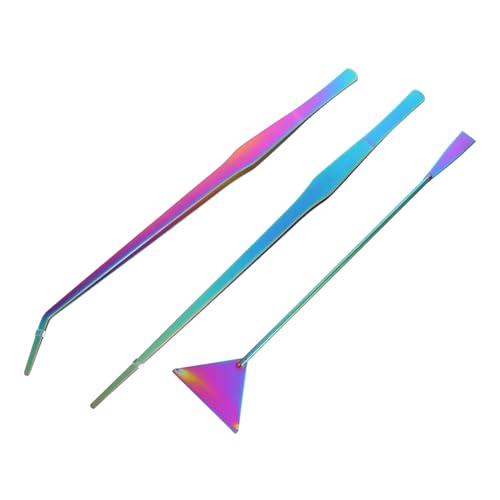 BESPORTBLE 3pcs Stainless Steel Aquarium Tweezers Tool Set Aquascaping Tools for Fish Tank Maintenance Includes Straight Curved Tweezers Spatula for Easy Plant Care