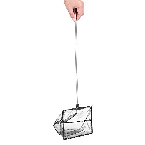 Mogoko Aquarium Fish Net, 10.8" x 16.3" Rectangular Fish Net with 5.5"-16.3" Extendable Telescopic Plastic Handle, Fine Mesh Nylon Fish Tank Accessory - size: 6 inch