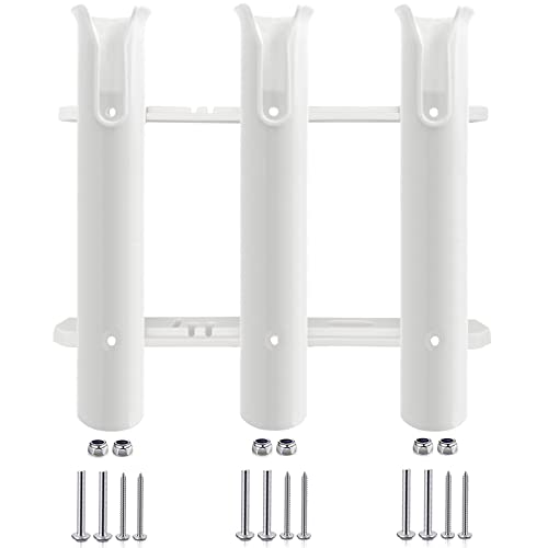 ISURE MARINE Fishing Rod Holder Bracket Wall Mounted Boat Side Mount Tool Holder Tube Links with Screws 2/3/4/6 Pole Tube (White/Black) - color: 3-Link White