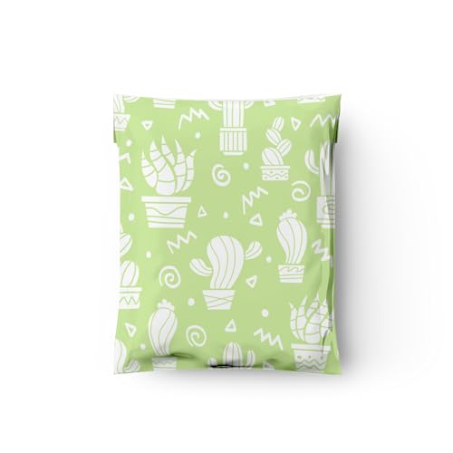 12x15 (50) Green Cactus Designer Poly Mailers Waterproof Self Sealing Tear Resistant Polymailers Shipping Envelopes Premium Printed Bags For Small Businesses - color: Green Cactus, size: 12x15