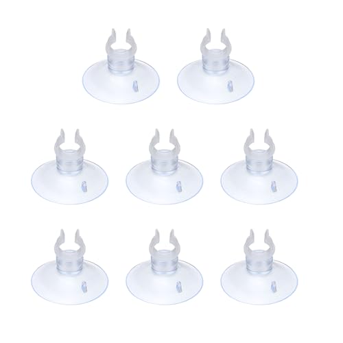 Aquarium Suction Cups, Fish Tank Suction Cups Clips Airline Tube Holders Clamps (Plastic, 8Pcs, Clear) for 0.4" Fish Tank Airline Tubing Binding Moss Shrimp Nest, 10x30MM