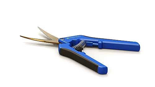Happy Hydro Trimming Scissors - Curved Tip - Titanium Coated Blades with Spring-Loaded Comfort Grip Handles - 2 Pack