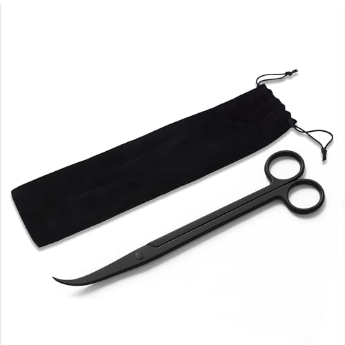 Mandala Crafts 12 Inches Black Stainless Steel Curved Aquarium Scissors for Trimming Aquatic Plants – Bent Aquascape Scissors for Fish Tanks, Hospital Tanks, Goldfish Bowls, and Terrariums - color: Black Curved Scissors, size: 12 Inches