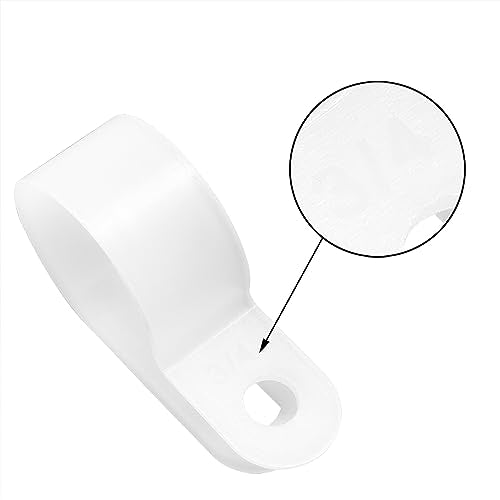 Cable Clamp R-Type Cable Clip Wire Clamp 3/4" Nylon Screw Mounting Cord Fastener Clips with Screws for Wire Management - White - 50 Pcs - size: 3/4" White