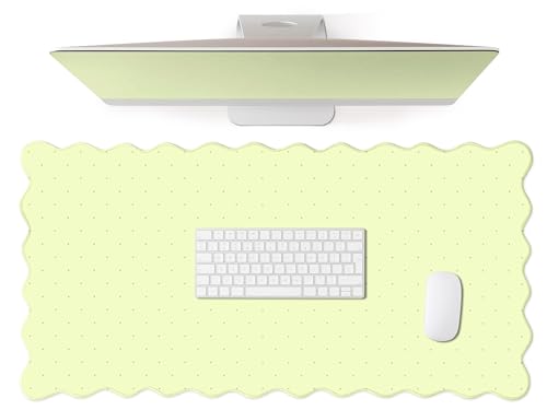 Cute Scalloped Desk Mat with Yellow Polka Dot Large Mouse Pad Computer Mat Aesthetic Keyboard Mat for Desktop Laptop Protector for Office & Home - color: A7- Yellow