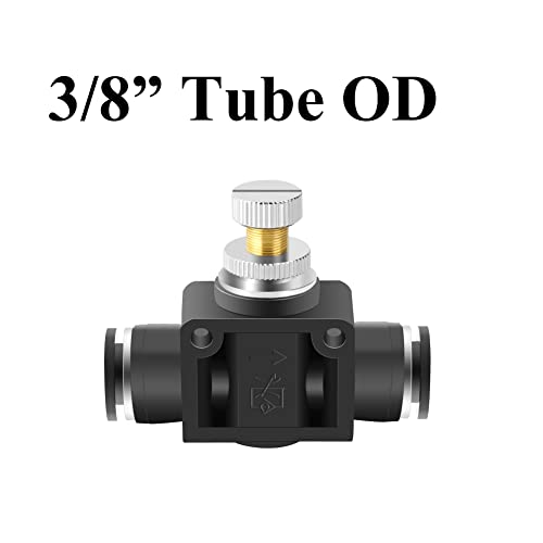 Beduan 3/8" x 3/8" Tube OD Air Flow Control Valve with Push-to-Connect Fitting Speed Controller Union Straight SCF-3/8 (Pack of 5) - size: 3/8" Tube OD(5Pcs)