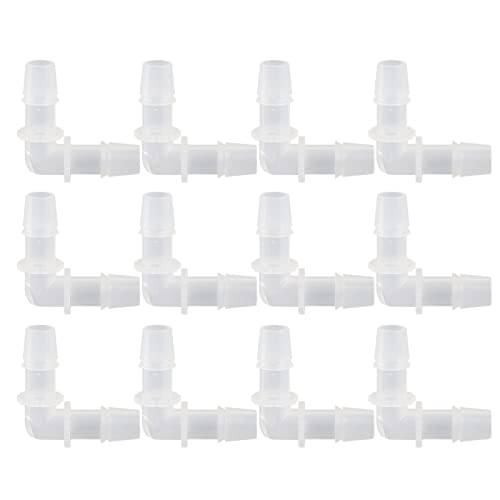 12Pcs Premium Plastic Hose Barb Fittings Elbow Connector Right Angle Barbed Splicer Adapter for Aquarium Lab Tubing Durable PP Material (11.1mm) - size: 11.1mm