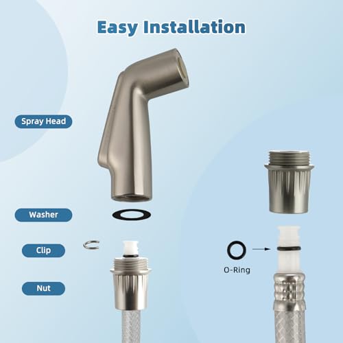 Hygie Rinse Universal Fit Kitchen Sink Spray Attachment, Kitchen Sink Side Sprayer Head Compatible with Delta, Moen, Kohler and Other OEM Brands Spray Head, Brushed Nickel - color: Brushed Nickel, style: Nozzle Head Only