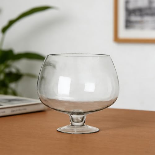UKCOCO Elegant Glass Fish Bowl: Multi-Functional Betta Fish Tank, Desktop Goldfish Aquarium - Clear Glass Vase for Home Office Decor, 7.47 Inch