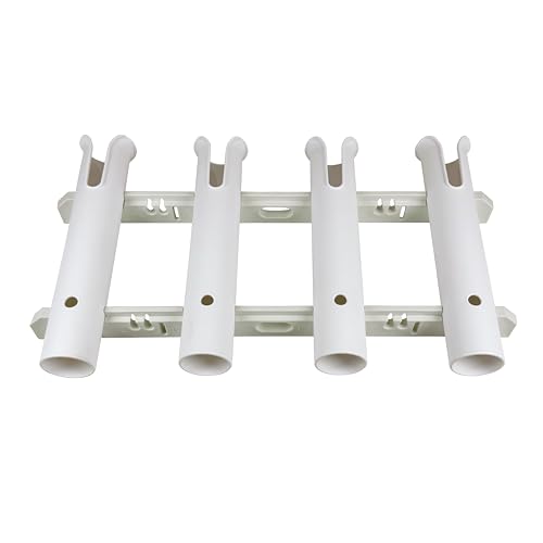 HiUmi Wall Mounted Fishing Rod Holders Tubes Links Fishing Rod Holder Rack Rests (4-Pole-White) - color: 4-pole-white
