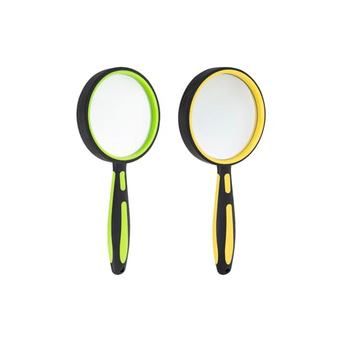 10X Magnifying Glass for Reading 75mm Handheld Portable Book Magnifier for Kids Seniors, Small Loupe for Close Work, Classroom, Puzzle Hobby Observation (2 Pack, Yellow+Green) - color: Yellow+green