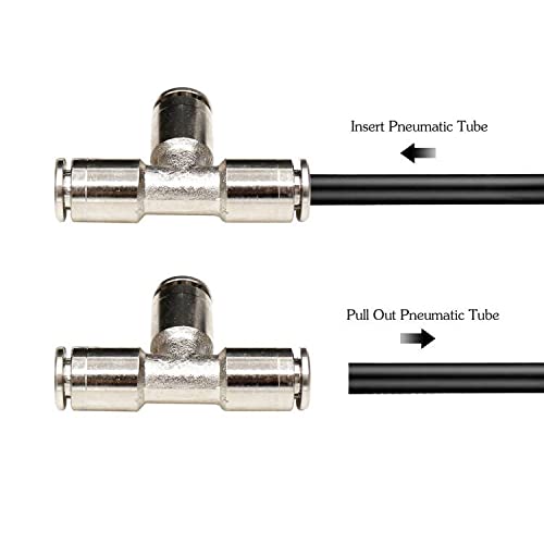 CEKER 3/8" Stainless Steel Push Connect Fittings - 3/8" x 3/8" x 3/8" OD Tube Quick Connect 3 Way Tee Shaped Air Line Fittings 2pack - size: 3/8" OD, style: TEE