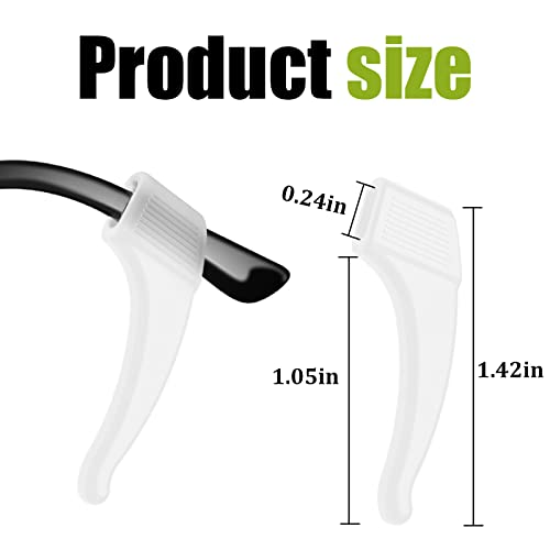 SMARTTOP 20 Pairs Anti-Slip Eyeglass Ear Grips Hook, Comfortable Silicone Elastic Eyeglasses Temple Tips Sleeve Retainer, Prevent Eyewear Sunglasses Spectacles Glasses Slipping (Clear) - color: Clear