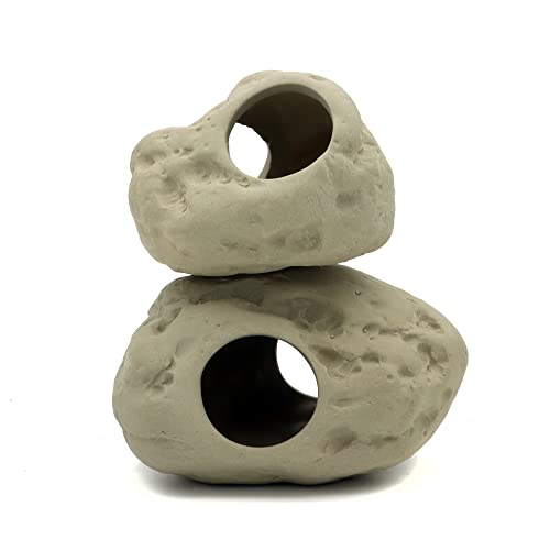 ALEGI Aquarium Decoration Rock Caves, Betta Fish Tank Accessories Hideout, Cichlid Stackable Cave Hiding (Small & Medium) - size: Small & Medium