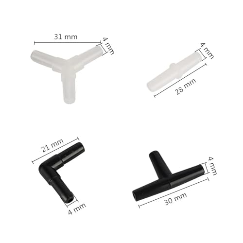 20Pcs Plastic Aquarium Air Pump Line Tubing Joints Tee/Straight/Elbow/Y Shaped Connectors Pipe Fittings(Black) - color: Black