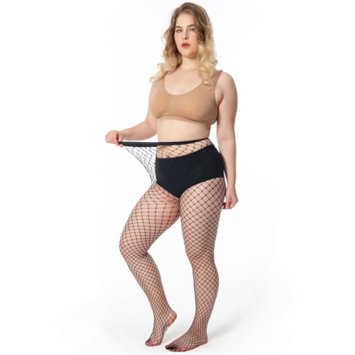 Fishnet Stockings for Women's High Waist Fishnet Tights Thigh High Stockings Pantyhose - size: 1X-3X