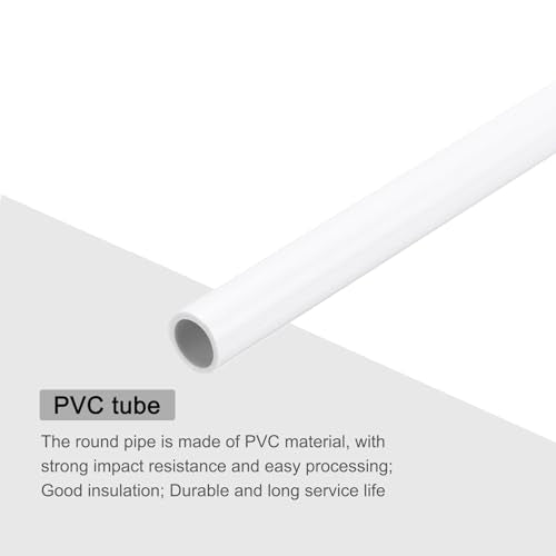 MECCANIXITY 2Pcs 0.35 Inch PVC Rigid Tube Round Pipe 7mm ID 9mm OD 12" High Impact for Water Pipe, Aquarium, Fish Tank, Greenhouse Garden, White - color: White, size: 7mm x 9mm
