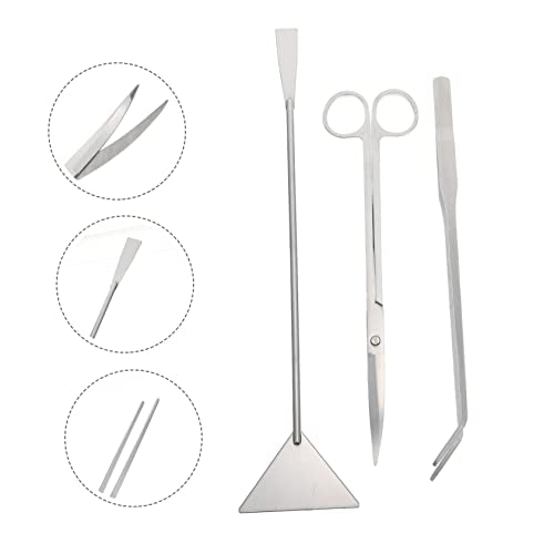 1 Set Portable Aquarium Tools Set Multi Function Stainless Steel Tweezers Scissors Scraper for Aquascaping and Plant Maintenance Freshwater Tanks