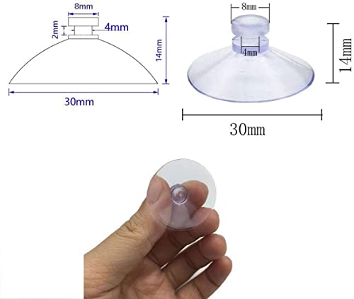 100pcs Mini Clear Plastic Suction Cups Without Hooks (30mm) - size: 30 mm