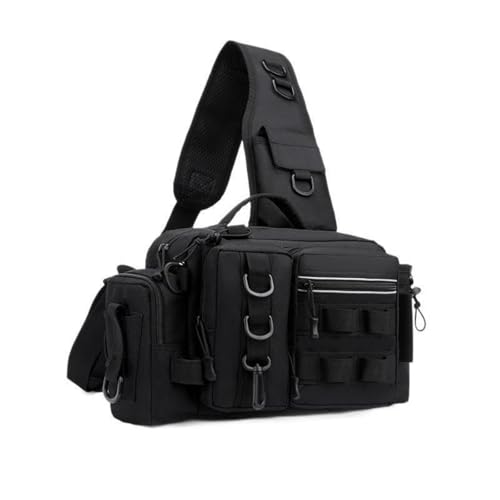 Tactical Fishing Backpack with Rod Holders,35L MOLLE Tackle Bag Water Resistant for Men and Women,Outdoor Gear Storage for Saltwater and Freshwater (dark black) - color: dark black