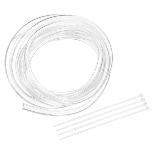uxcell Flexible PVC Tubing, 4mm ID x 6mm OD - 6.6 Feet Long Clear Vinyl Water Pipe, Lightweight Plastic Hose Water Pipe with Zip Ties for Aquaponics, Air Hose, Irrigation - size: 4mm ID x 6mm OD