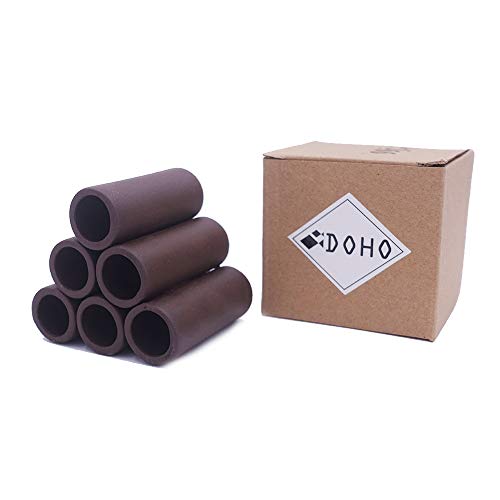 DOHO Aquarium Cave Handmade Brown Ceramic Shelters - Shrimp and Small Fish Habitat, Breeding Tube, Hiding cave - Hideaway Pipes Reduce Stress, Encourage Spawning - Aquarium Decorative Six Holes