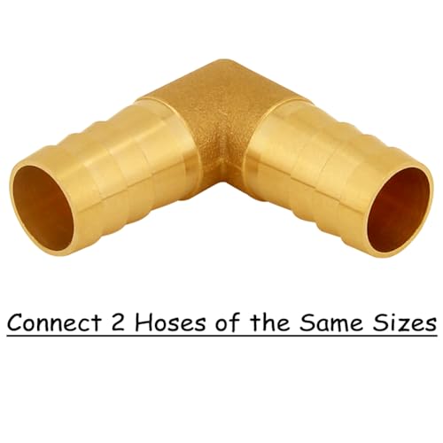 Uenede 2PCS Solid Brass 3/4"OD Barb Elbow Fittings 2-Way 90 Degree L Right Angle Barbed Fitting for Water/Oil/Gas - size: 3/4" Barb, style: Elbow (2 Way)