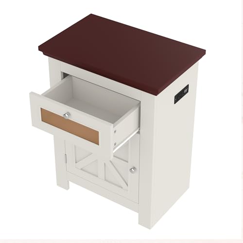 10-15 Gallon Aquarium Stand With Power Outlets, Farmhouse Fish Tank Stand, Reptile and Terrarium Stand with Drawer and Cabinet Storage, Sturdy Heavy Duty 20.4" 12",White - color: Beige brown 20.55" L