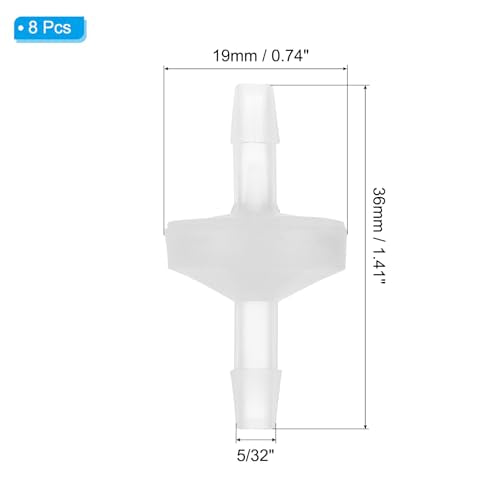 PATIKIL 5/32" Barb Hose One Way Inline Check Valve, 8 Pcs Plastic Non Return Water Stops Ozone Resistance Valve for Aquarium Garden Fuel Oil Air Gas, Translucent