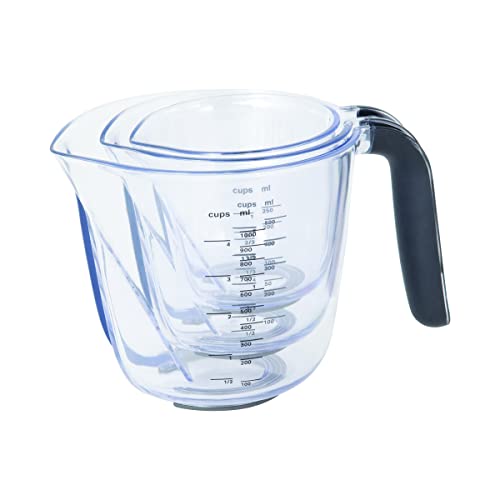 KitchenAid Universal Easy View Angled Measuring Cups, Set Of 3, Clear with Black Handles - color: Black, size: Set of 3, style: Angled
