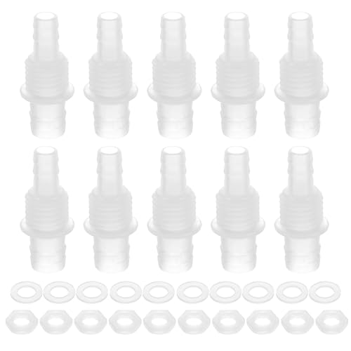 uxcell 10Pcs Plastic Hose Barb Fitting, 5/16" x 1/2" Bulkhead Adapter Union Splicer Mender Pipe Connector with M16 Nut and Washer for Aquarium Air Water Fuel - size: 5/16" x 1/2", M16 Nut