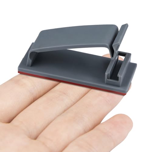 SOULWIT 50Pcs Self Adhesive Cable Management Clips, Cable Organizers Wire Clips Cord Holder for TV PC Ethernet Cable Under Desk Home Office (Grey) - color: Grey