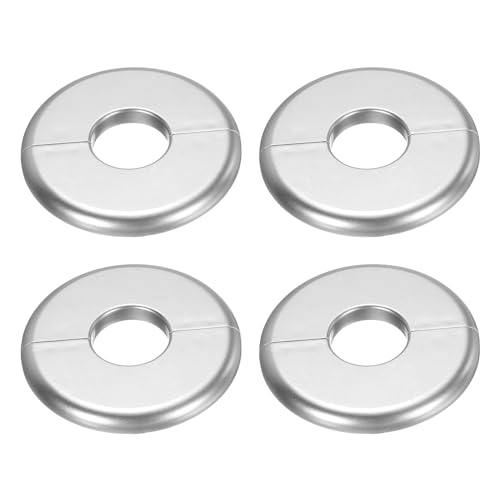 uxcell 4pcs Wall Split Flange 80mm / 3.1" OD Escutcheon Plate ABS Round Self-Adhesive Plumbing Cover Plates for 26mm / 1" Dia Water Pipe Faucet Decoration Accessories, Silver - color: Silver, size: 26mm