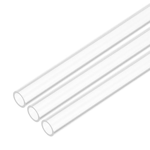 uxcell 3Pcs Clear Rigid Acrylic Pipe, 7mm (0.28") ID x 9mm(0.35") OD 300mm(12") Length Plastic Round Tube PMMA Tubing for Plumbing Lighting Aquarium Tube Water Cooling System - size: 7mm (0.28") ID x 9mm(0.35") OD x 300mm(12") L
