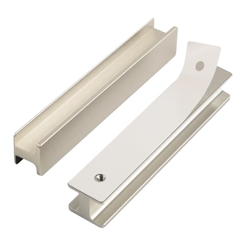 5 Pack Modern Stick On Handles for Kitchen Cabinets 5 Inch Long Brushed Nickel Sliding Closet Door Handles Self Adhesive Drawer Pulls No Drill Furniture Peel and Stick Handle - color: H-Brushed Nickel, size: 5 Inch
